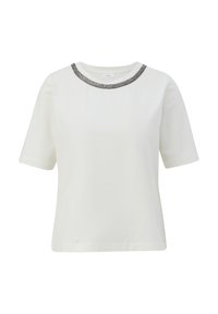 s.Oliver BLACK LABEL MIT DEKO-TAPE AM AUSSCHNITT - T-shirt imprimé - creme