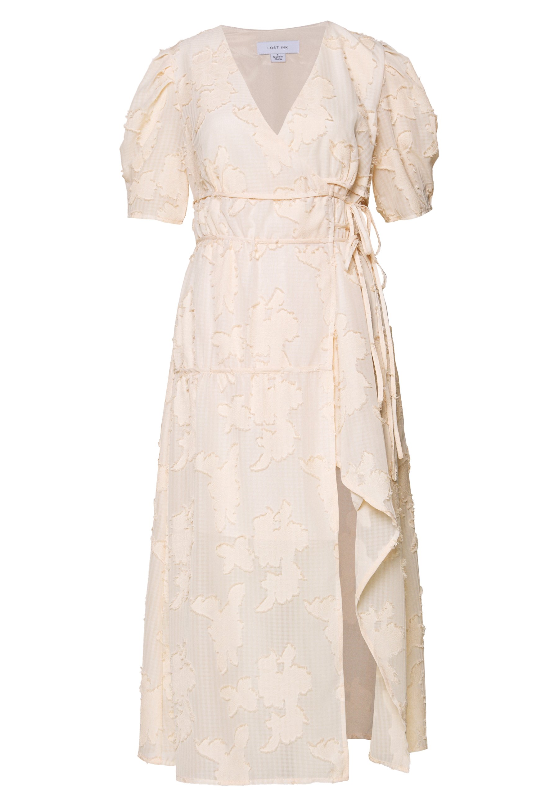 Lost ink textured wrap midi dress Clearance