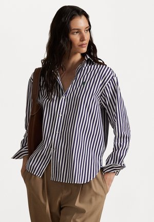 RELAXED FIT STRIPED COTTON SHIRT - Skjortebluser - bright purple/white