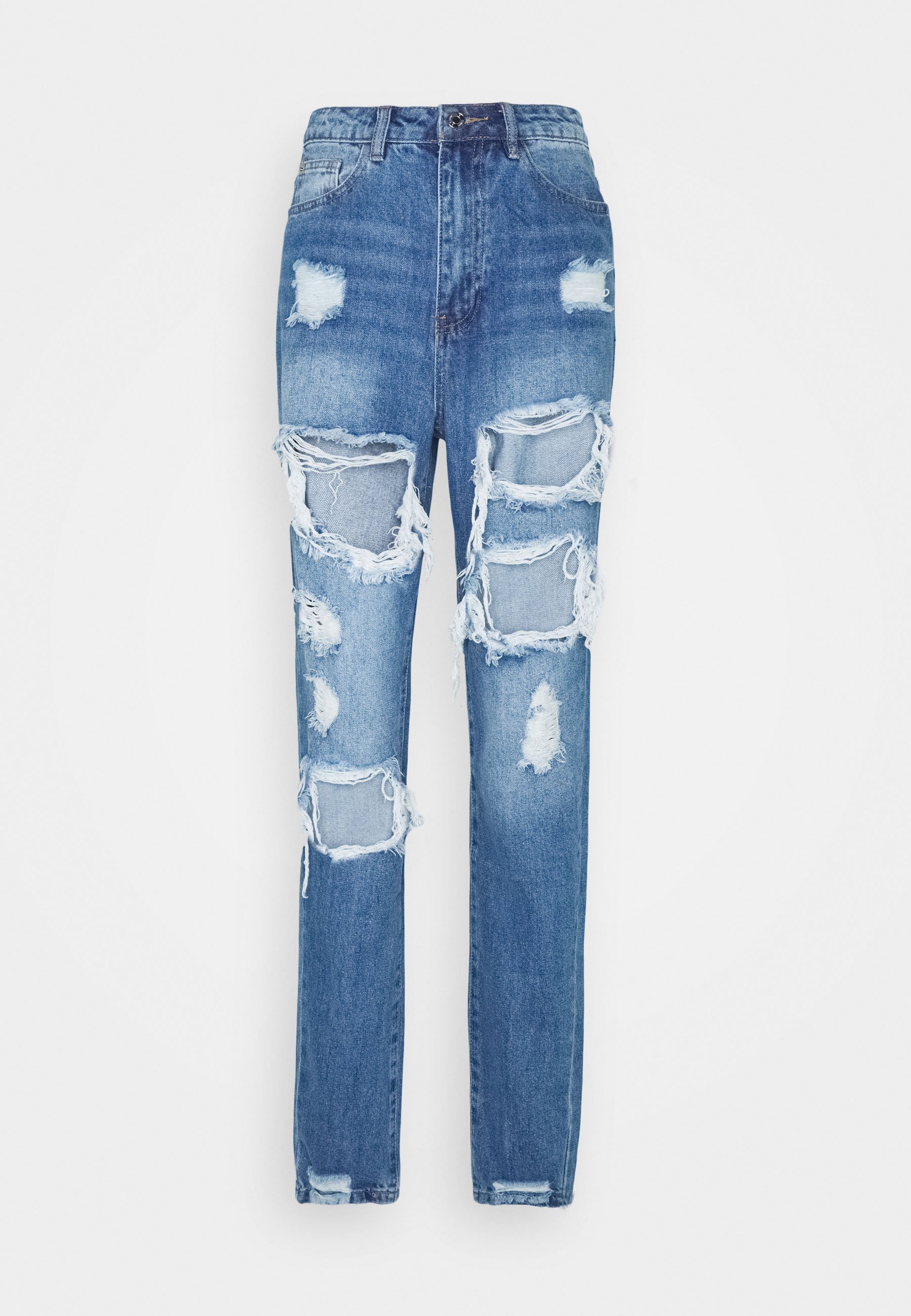 relaxed fit ripped jeans