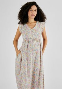 JoJo Maman Bébé LEMON PRINT MATERNITY MIDI - REGULAR FIT - Dnevna haljina - yellow pink sunflowers print