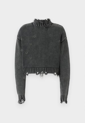 PIERCED SWEATER UNISEX - Πουλόβερ - black