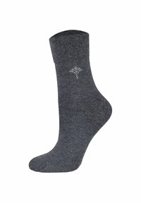 Grau ankle-Socke aus einem texturierten Strickmaterial mit verstärktem Fersen- und Zehenbereich. Mit einem subtilen Logo-Design in hellerem Grau.