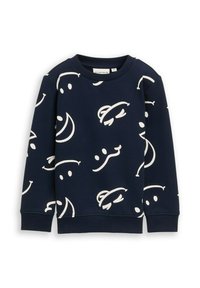 Sweat-shirt bleu marine en mélange de coton avec des motifs abstraits blancs. Il dispose de manches longues, d'un col rond et de poignets et ourlet côtelés.