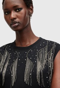 AllSaints LENNON TASSEL TANK - T-shirts med print - washed black