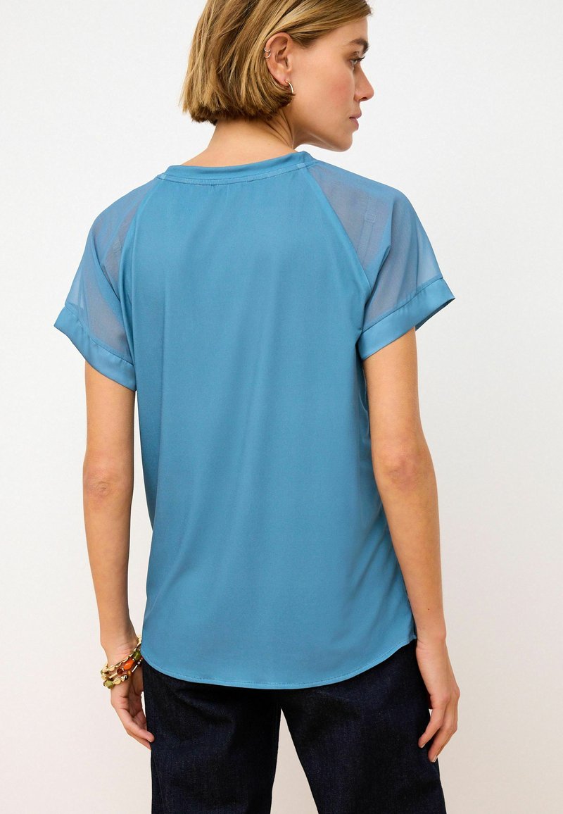 Next PLISSÉ SHORT SLEEVE STANDARD - Bluse - teal blue