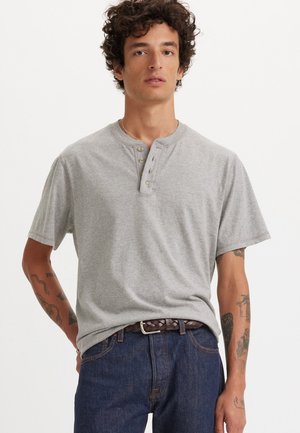 Levi's® BUTTON HENLEY - Tricou basic - mid tone grey heather
