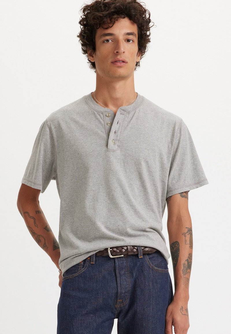 Levi's® BUTTON HENLEY - Základné tričko - mid tone grey heather