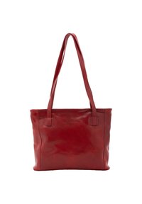 Rodeleren tote bag met twee lange handvatten, een gladde textuur, rechthoekige vorm en minimalistisch ontwerp. Geen zichtbare hardware of accenten.