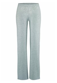Graue, lange Leggings aus weichem, dehnbarem Material, mit einem elastischen Taillenbund und einem geraden Beinansatz sowie einer dezenten melierten Textur.
