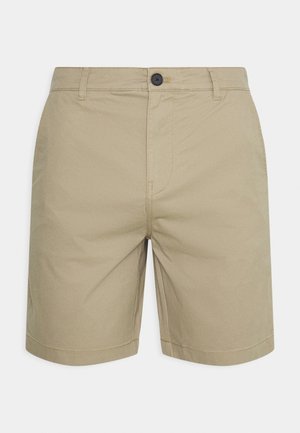 Khakifarvede shorts lavet af letvægtsstof med en glat tekstur. Har knaplukning, bæltestropper og et skræddersyet snit.