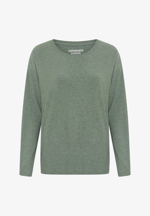 Pikkade varrukatega samblaroheline soonikkoes pluus ümmarguse kaelusega, Copenhageni Stuudiotelt, valgel taustal.