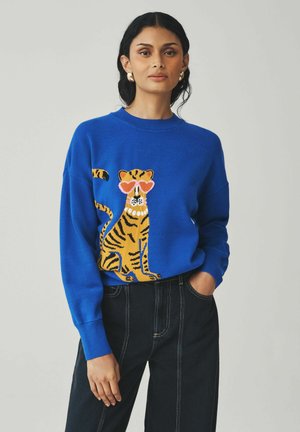 CREWNECK   - Maglione - rich blue graphic leapord