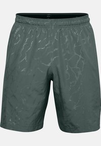 Pantaloni sportivi verde scuro con una texture leggera e liscia, caratterizzati da sottili motivi a onde e una cintura elastica per il massimo comfort.