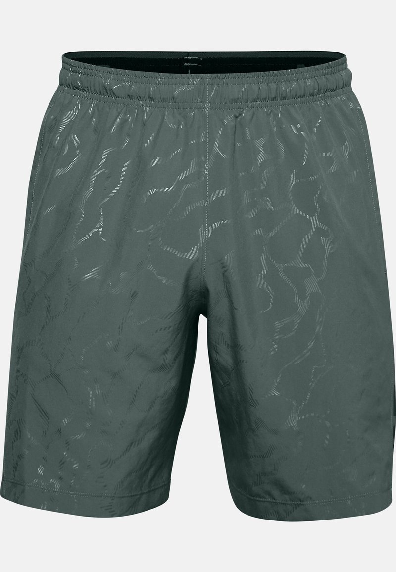 Pantaloni sportivi verde scuro con una texture leggera e liscia, caratterizzati da sottili motivi a onde e una cintura elastica per il massimo comfort.