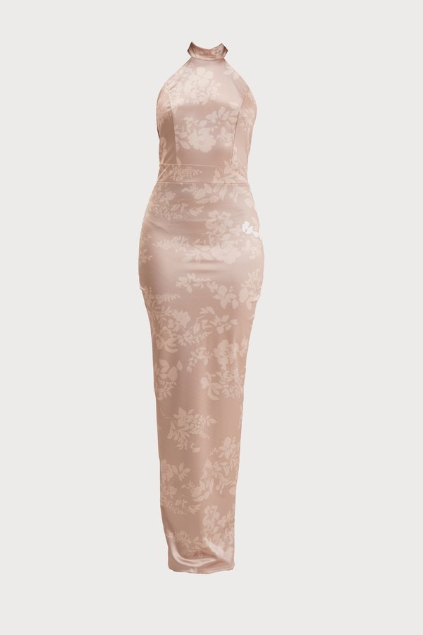 ABIGAIL HALTER NECK MAXI DRESS - Jersey dress - champagne2