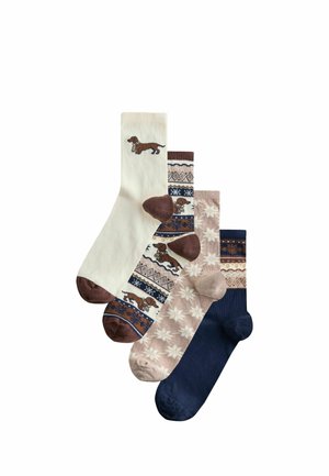 Next, FAIRISLE DOG ANKLE SOCKS 4 PACK - Socks - cream navy