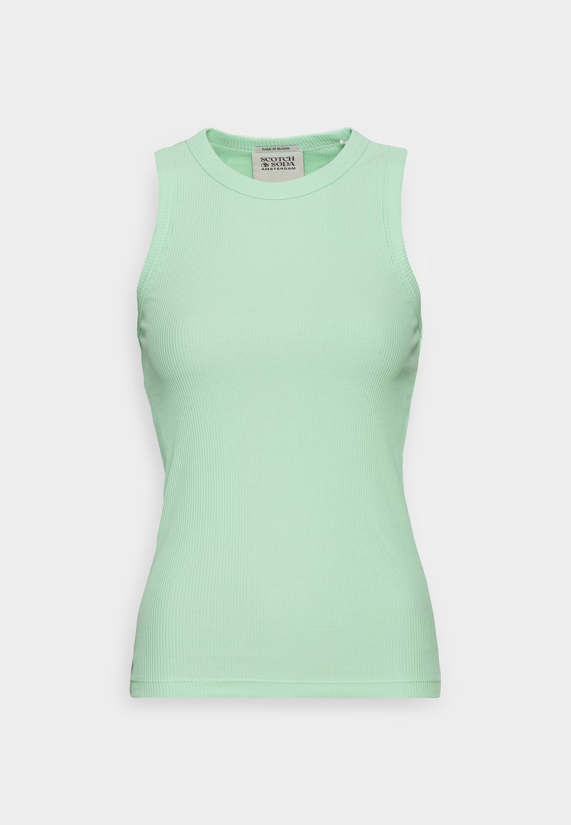 New Balance Dames Linear Heritage Ribgebreide Racer Tank Moonrock New Balance Dames Linear Heritage Ribgebreide Racer Tank Moonrock