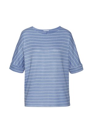 LASCANA RUNDHALS - T-Shirt print - blau gestreift