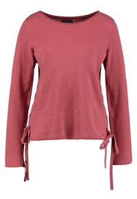 Langärmliges Oberteil in staubigem Rosé, aus strukturiertem Stoff; mit seitlichen Bindebändern für eine verstellbare Passform und einem abgerundeten Ausschnitt.