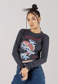 Ed Hardy KOI FISHING T-shirt à manches longues washed black