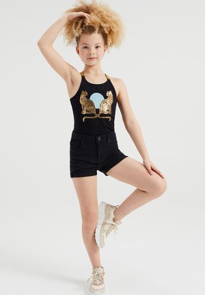 MET PAILLETTEN APPLICATIE - Top - black