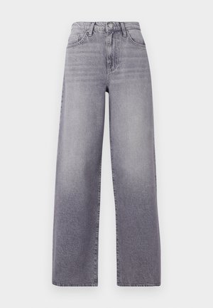 Højtaljede, vide jeans i lysegrå denim. Har et klassisk fem-lomme design, diskret fading og en metalknaplukning.