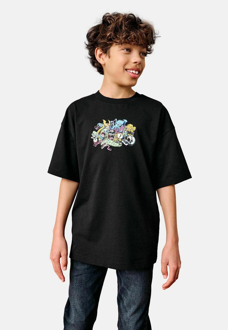 Next RELAXED FIT SHORT SLEEVE GRAPHIC STANDARD - T-shirt con stampa - black monsters back print