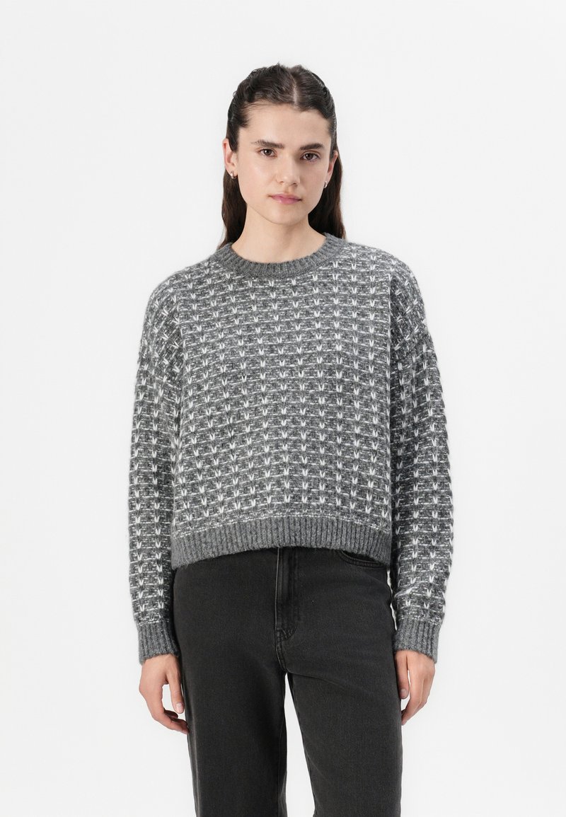 Noisy May NMMAELYS O NECK - Džemperis - charcoal gray/cloud dancer