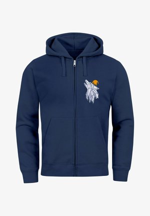 Neverless POLYGON WOLF WALD MOTIV FASHION - Sweatjacke - navy