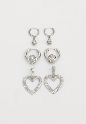 3 PACK - Earrings - silver-coloured