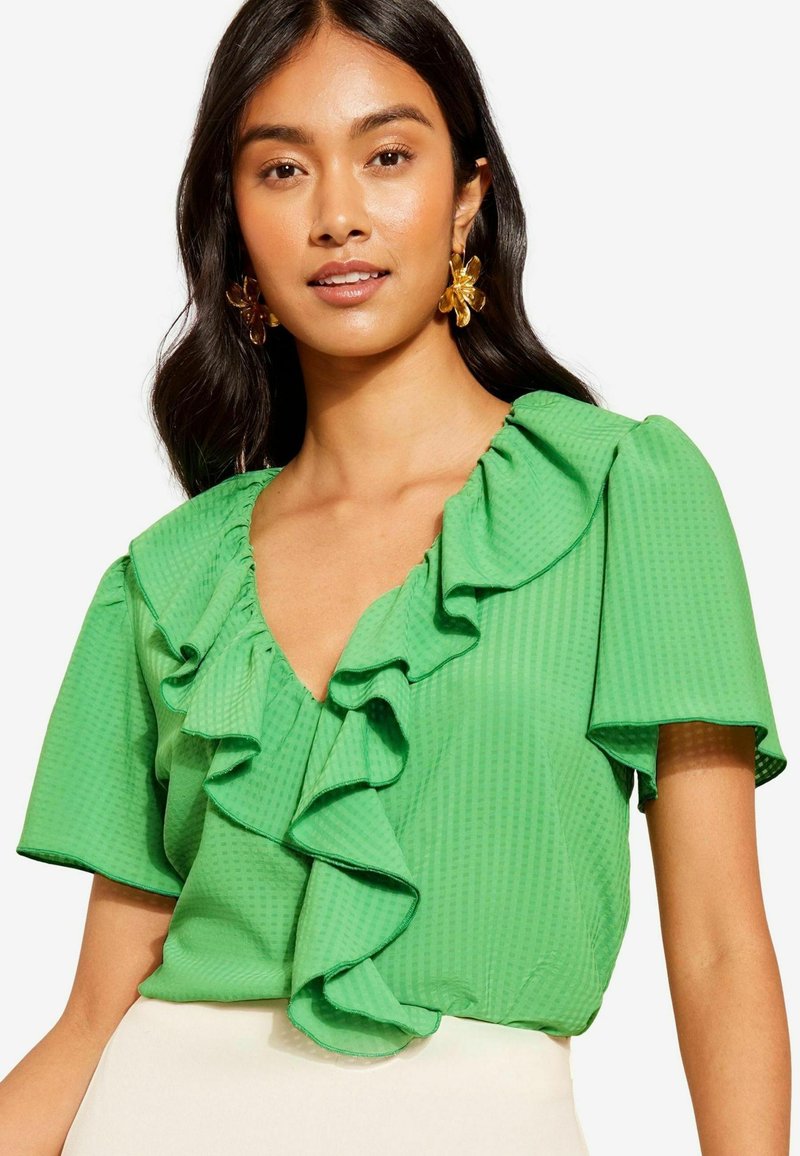 Friends Like These RUFFLE FRONT PUFF SLEEVE REGULAR FIT - Bluse - seersucker lime