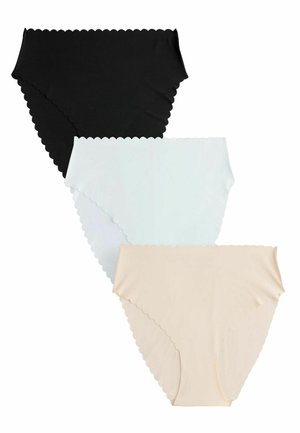 HIGH RISE LEG FIT - NO VPL SCALLOP 3 PACK   - Slip - black white nude