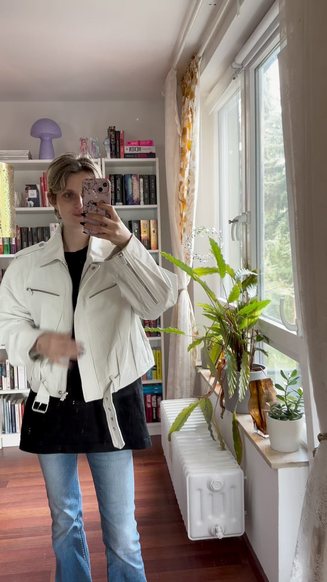 Gestuz KATRI JACKET - Leather jacket - white - Zalando.co.uk
