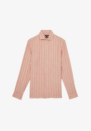 Reiss REGULAR FIT RUBAN STRIPED LONG SLEEVE - Vapaa-ajan kauluspaita - pink rose white bengal stripe