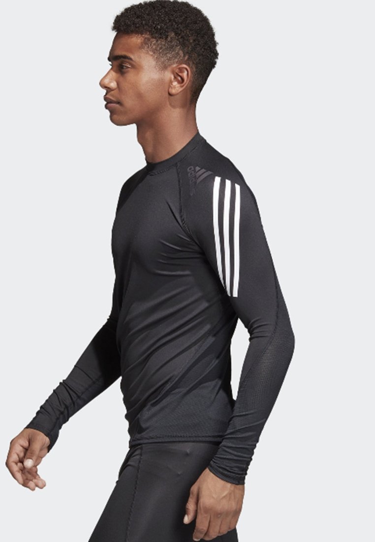 adidas Performance Alphaskin Sport+ 3-Stripes TeALPHASKIN SPORT+ 3-STRIPES  LONG-SLEEVE TOP - Sports T-shirt - black - Zalando.ie