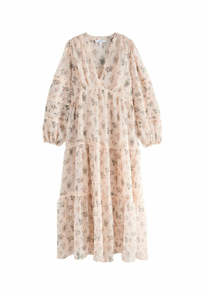 Next TALL FIT V-NECK TIERED SHEER  - Maxiklänning - cream ditsy floral