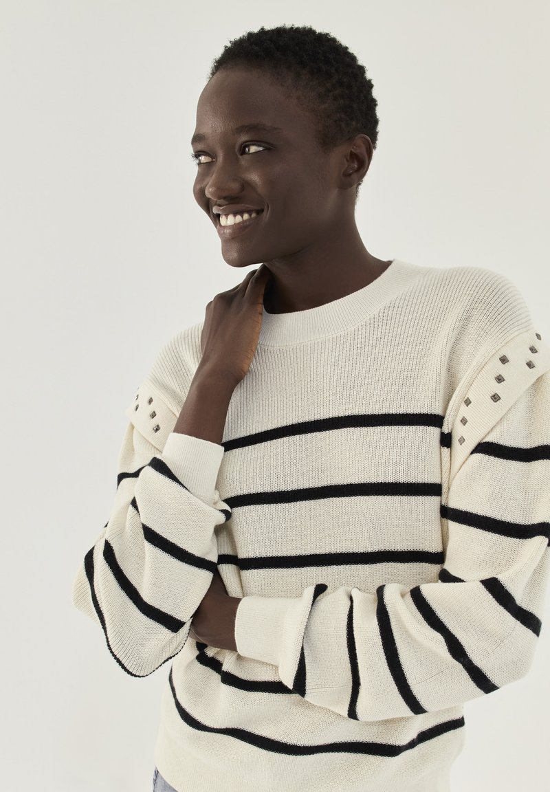 Damen Strickjacken | IKKS SAILOR Strickpullover blanc cassé/weiß - LE87832 Damen Strickjacken | IKKS SAILOR Strickpullover blanc cassé/weiß - LE87832