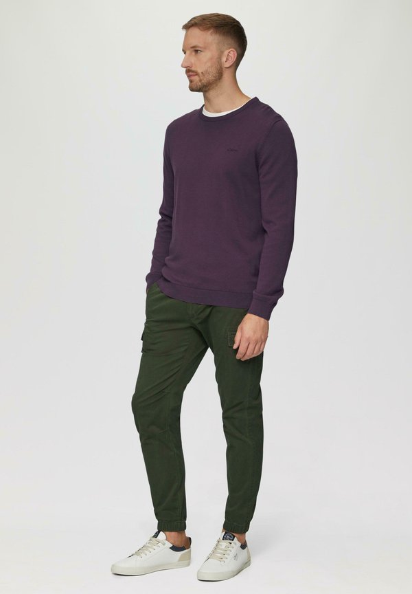 MIT LOGO-STICKEREI - Strickpullover - aubergine