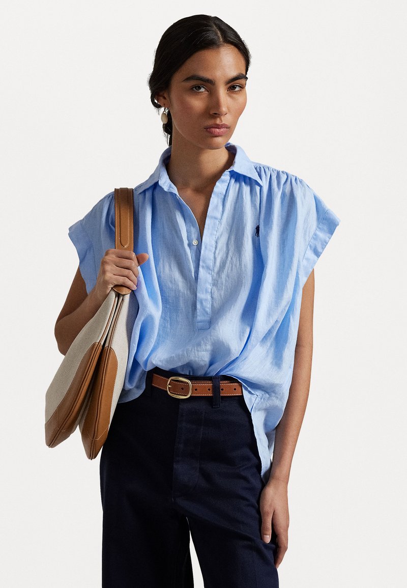 Polo Ralph Lauren LINEN POPOVER SHIRT - Blūze - baby blue