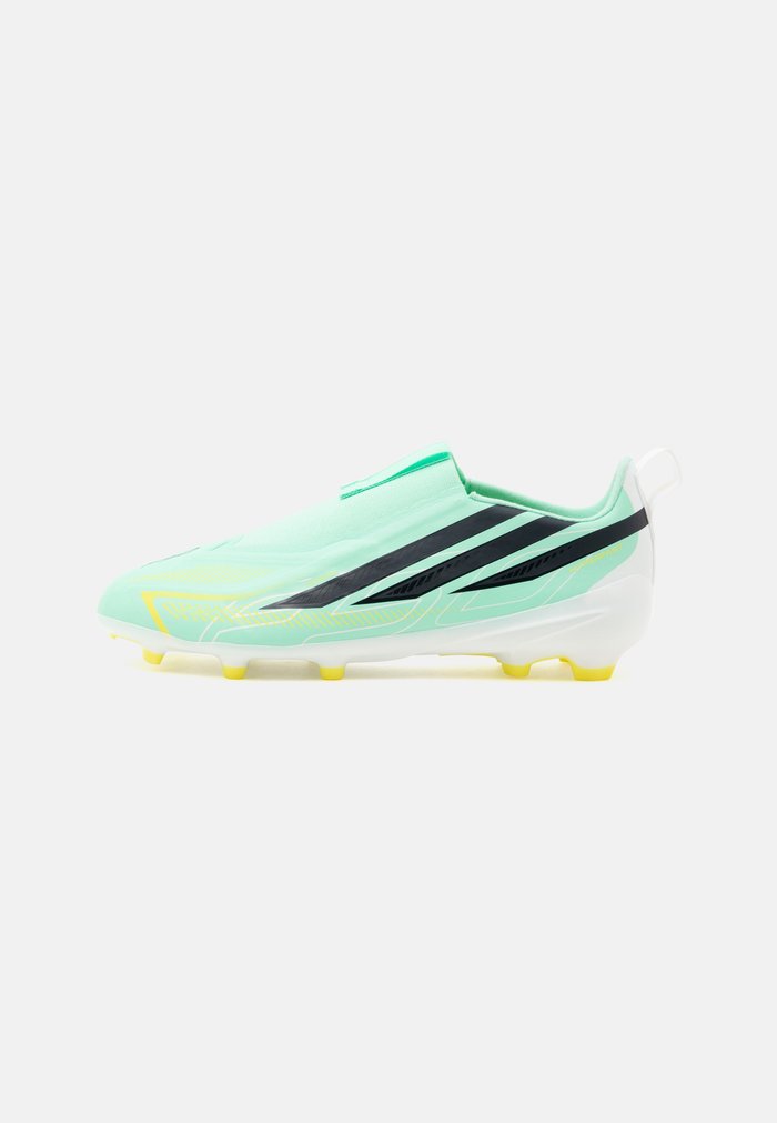 adidas F50 HYPERFAST LEAGUE LACELESS FIRM GROUND KIDS UNISEX - Botines de fútbol para terreno firme - pulse mint/night navy/solar lemon