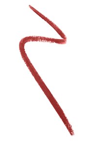 Échantillon de crayon à lèvres dans une teinte marron rouge profond, affichant une finition douce et texturée avec une ligne lisse et courbée sur un fond blanc.
