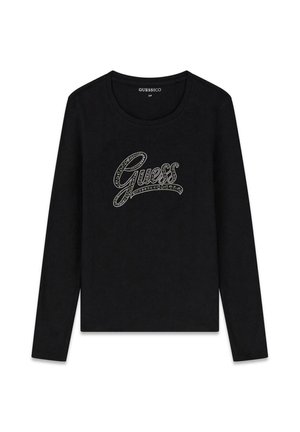 Guess, LS CN 3D EMBROIDERY SCRIPT LOG - T-shirt à manches longues - jblk jet black a