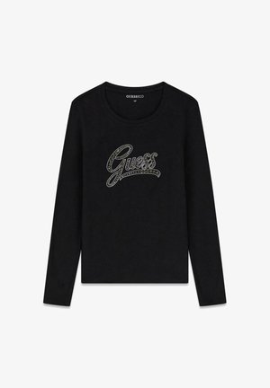 Guess, LS CN 3D EMBROIDERY SCRIPT LOG - T-shirt à manches longues - jblk jet black a