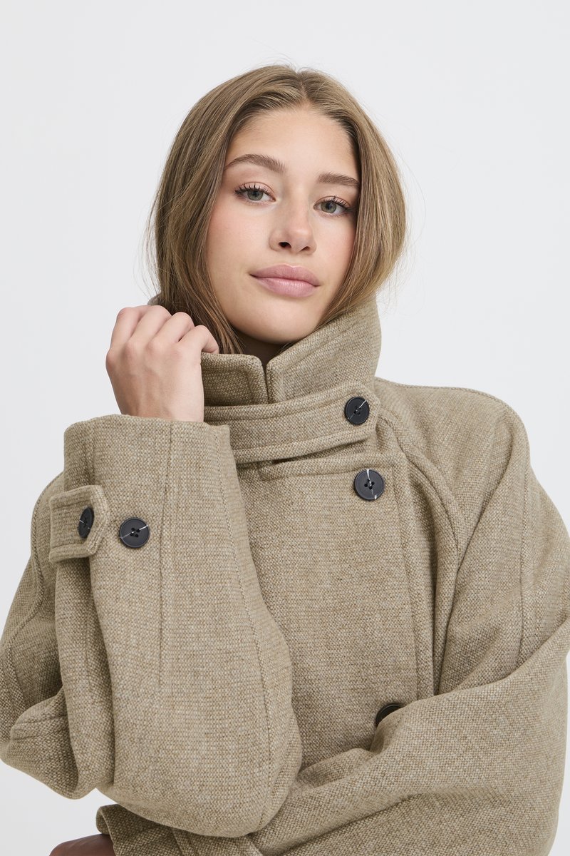 ICHI IHGAZIVA JA - Classic coat - desert taupe melange/taupe
