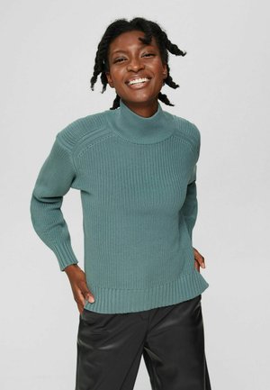 STEHKRAGEN AUS ORGANIC - Maglione - teal blue