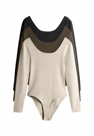 REGULAR FIT - 3 PACK LONG SLEEVE SQUARE NECK - Body - black chocolate cream