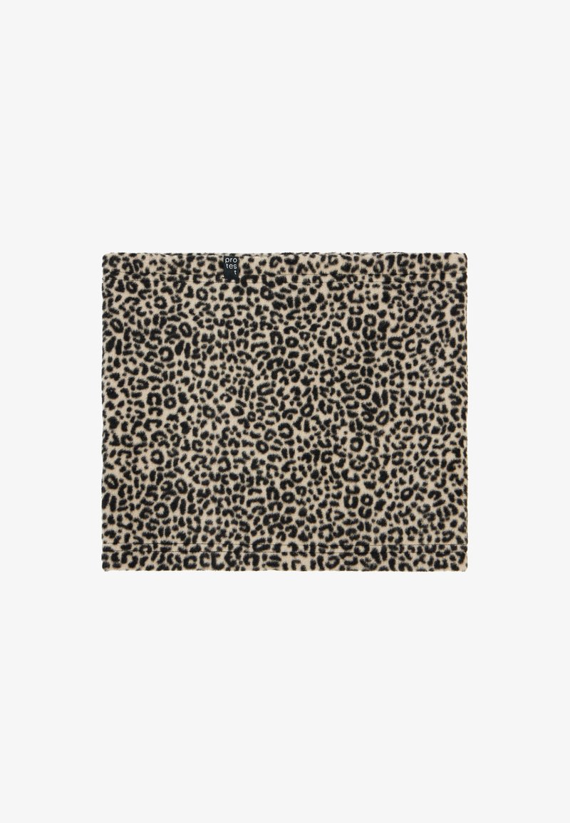 Fleece deka s uzorkom leoparda na svijetlosmeđoj pozadini i crnim mrljama. Mekana tekstura i pravokutni oblik, s malom oznakom branda.