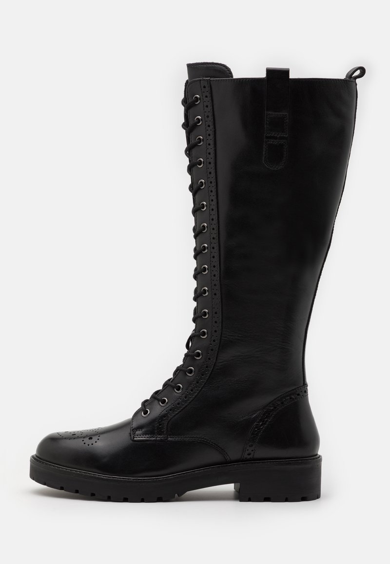 Pier One LEATHER - Lace-up boots - black - Zalando.ie