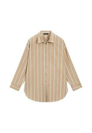 Massimo Dutti, STRIPED SHIRT WITH BOBBLE DETAIL - Chemisier - dark brown